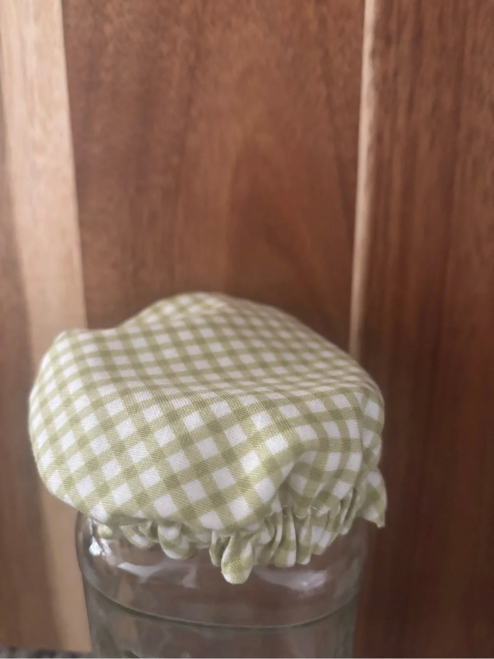 Handmade Jar Cover Green Gingham Reusable Cover ONLY NEW ITEM Custom Final Sale